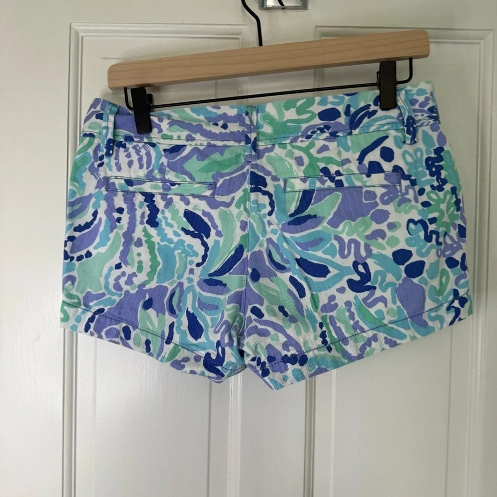 Lilly Pulitzer High Waist Blue Green Tropical Shorts